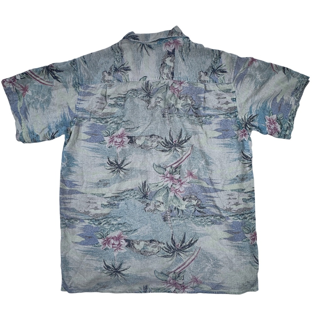Robert Stock Mens Large Silk Hawaiian‎ Floral Short Sleeve Button Up Shirt - Picture 6 of 6